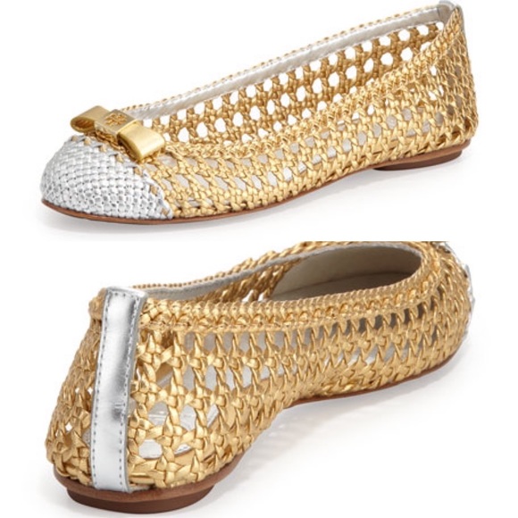 Tory Burch Carlyle Gold and silver flats - Picture 2 of 12